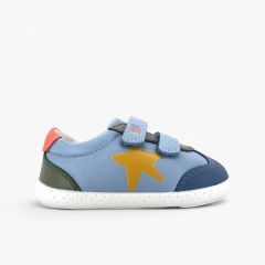 Sapatilhas primeiros passos barefoot estrela Azul