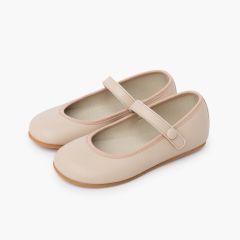 Merceditas Cerimónia barefoot tira aderente botão Bege