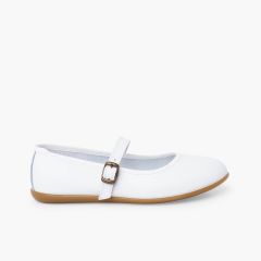 Merceditas cerimónia pele lavável Branco