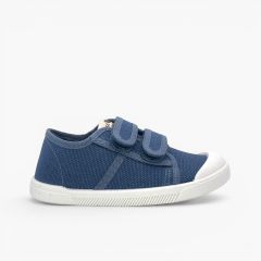 Sapatilhas barefoot lona tiras aderentes Azul Jeans