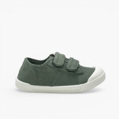Sapatilhas barefoot lona lavada tiras aderentes Verde