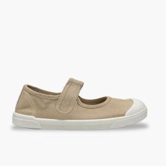 Merceditas barefoot lona lavada meninas Areia