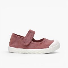 Merceditas barefoot lona lavada meninas Rosa