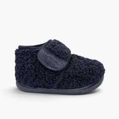 Pantufas bota barefoot efeito felpudo Azul Marinho