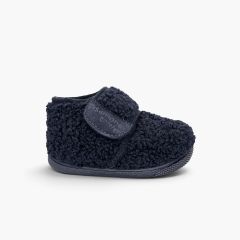 Pantufas bota barefoot efeito felpudo Azul Marinho