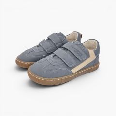 Sapatilhas barefoot efeito nobuck adorno lateral Azul Chumbo