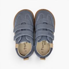 Sapatilhas barefoot efeito nobuck adorno lateral Azul Chumbo