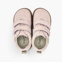 Sapatilhas barefoot efeito nobuck adorno lateral Rosa