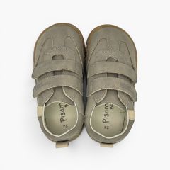 Sapatilhas barefoot efeito nobuck adorno lateral Taupe