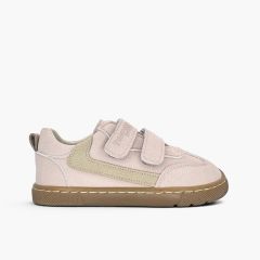 Sapatilhas barefoot efeito nobuck adorno lateral Rosa