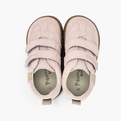 Sapatilhas barefoot efeito nobuck adorno lateral Rosa