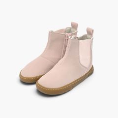 Botas barefoot efeito pele gravada elásticos sola mel Rosa