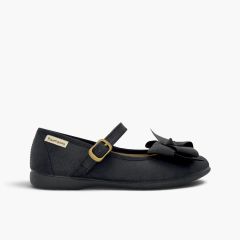 Merceditas menina efeito pele laço Preto