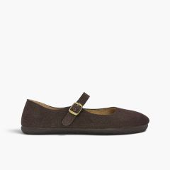 Merceditas barefoot camurça mulher fivela Castanho