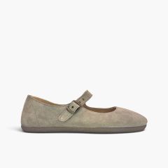 Merceditas barefoot camurça mulher fivela Taupe
