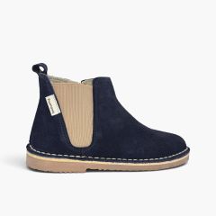 Botins Chelsea camurça elástico e fecho-éclair Azul Marinho