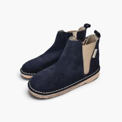 Botins Chelsea camurça elástico e fecho-éclair Azul Marinho