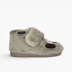 Pantufas bota cachorro crianças Taupe