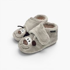 Pantufas bota cachorro crianças Taupe