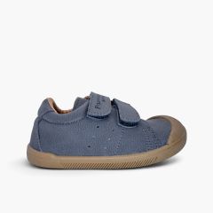 Sapatilhas maleáveis barefoot efeito nobuck Azul