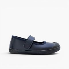 Merceditas barefoot escolares biqueira borracha Azul Marinho