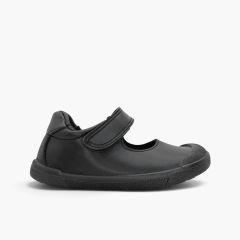 Merceditas barefoot escolares biqueira borracha Preto