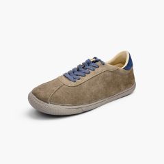 Sapatilhas barefoot efeito camurça atacadores contraste Taupe
