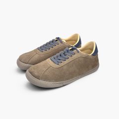Sapatilhas barefoot efeito camurça atacadores contraste Taupe