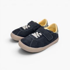 Sapatilhas barefoot efeito camurça fecho combinado Azul Marinho