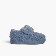 Pantufas criança tira aderente felpudas Azul