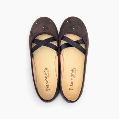 Sabrinas ballet tipo camurça tachas Castanho