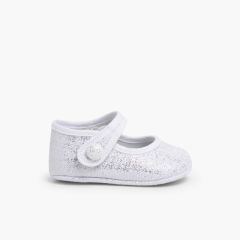 Sapatos Merceditas Bebé Linho tiras aderentes   Branco