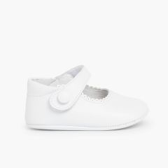 Sapato Mercedita Pele Bebé com tiras aderentes Branco