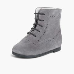 Botas Camurça Atacadores Cinzento