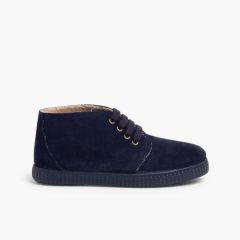 Botas de Pelo Interior com Atacadores Azul Marinho