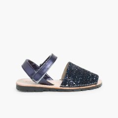 Sandálias Menorquinas Glitter com tiras aderentes   Azul Marinho