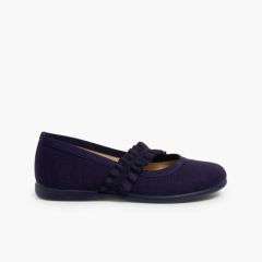 Sapatos Merceditas com Tira Elástica Larga Azul Marinho