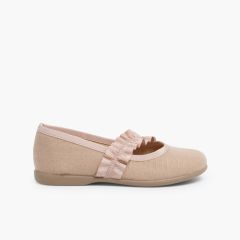 Sapatos Merceditas com Tira Elástica Larga Tostado