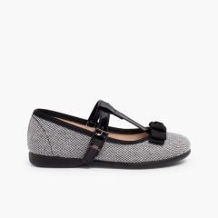 Sapatos Merceditas Espiga com Laço Preto