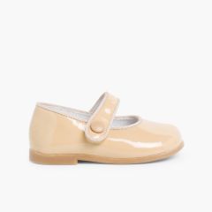 Sapatos Merceditas Verniz Menina com tiras aderentes Camelo