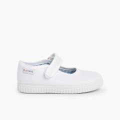 Sapatos Merceditas Menina tiras aderentes   Sola tipo Ténis Branco