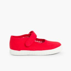 Sapatos Merceditas Menina tiras aderentes   Sola tipo Ténis Vermelho
