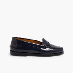 Mocassins Menina Colégio Pele Azul Marinho