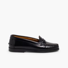 Mocassins Menina Colégio Pele Preto