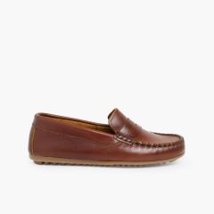 Mocassins Couro Castanho