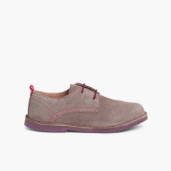 Sapatos Blucher Camurça Sola e Atacadores Cores Cinzento