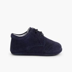 Sapatos Bebé de Camurça tipo Blucher Azul Marinho