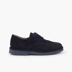 Bluchers Camurça Lisos Sapatos de Festa Menino Azul Marinho