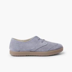 Blucher Camurça Picotado Biqueira Azul
