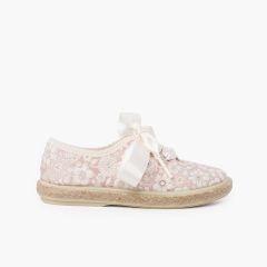 Blucher Flores e Juta Atacadores Cetim Maquilhagem